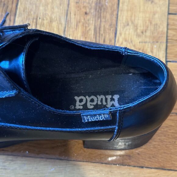 Vintage Mudd Dawson Platform Loafer Black Y2K Square Toe Chunky Lace Up 11w - Picture 4 of 10